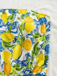 Soleia 柠檬印花度假休闲抹胸连体衣 - 彩色 - 查看 4