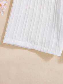 2 pièces Combinaison simple à volants et nœud pour jeunes filles, couleur unie, idéale pour les vacances décontractées - Multicolore - Voir 8