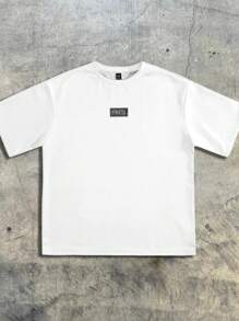 AXEPEAK Men's Loose-Fit Drop Shoulder Casual Knit T-Shirt, Suitable For Daily Wear, Streetwear Friendly - White - View 2