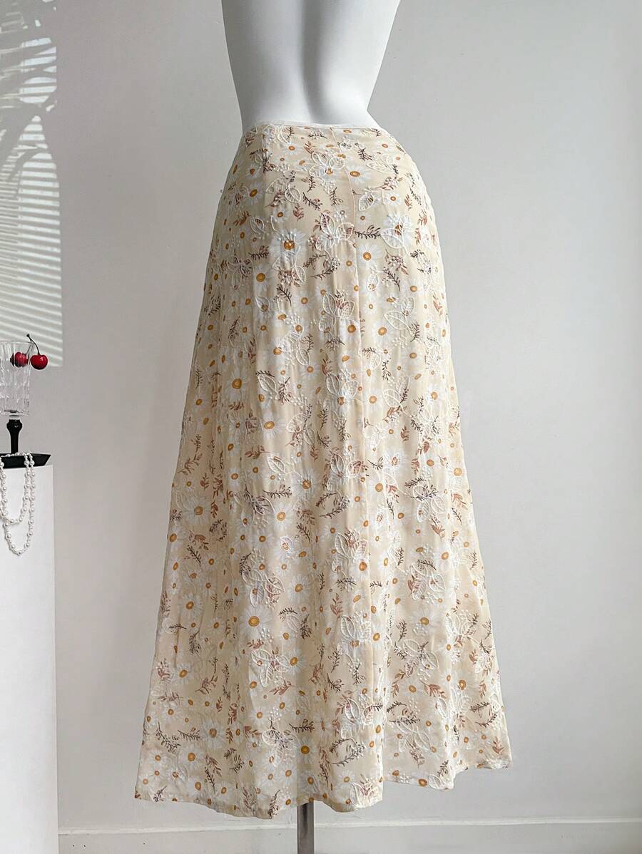 Sweetra Women's New Elegant Simple Refreshing Vacation Style A-Line Skirt Fall Cloth For Women - Yellow - View 1