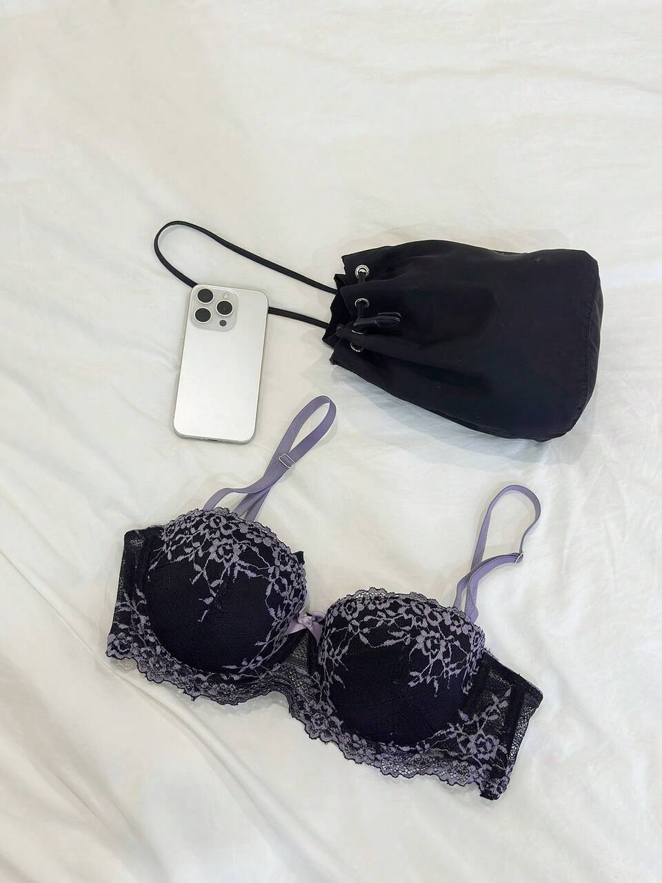 Floral Lace Adjustable Straps Wireless Minimizer Bra For Women Lingerie For Women