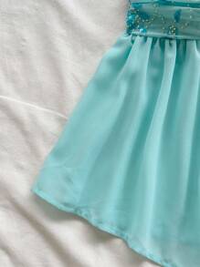 Soleia Women's Holiday Rayon Champagne Sequined Textured Bandeau Top With Ruched Bust Button Decor, Backless Ruffle A-Line Waisted Slim Blouse For Party, Valentine's Date, Beach Summer Summer Tops Babydoll Tops Strapless Tops Summer Blouse Dressy Tops  Flowy Tops    Off The Shoulder Sweater   Off Shoulder Top   One Shoulder Top  Basic  Tops Tops For Going Out  Going Out Tops Women  Christmas  Tops For School   Back To School   Back To School Outfits Women   Fall Tops  Fall Outfits For Women   Sequin  Flare White Lace Dress  Corset Top  Corset Tops For Women  Off The Shoulder   Boho  Halloween Costumes  Brunch Outfits For Women  Birthday Dresses For Women  Going Out Tops  Date Night Outfits Women Work Tops Rave Outfits   Fall - Baby Blue - View 7