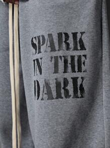 NEON BLANC 男士街头时尚字母印花抽绳踝带针织运动裤 - 灰色 - 查看 5