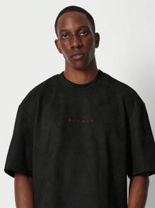 SUMWON Jersey Number Design T-Shirt Sports Inspired Streetwear Athletic Crop Tee Summer Oversized Casual Varsity Logo - Black - View 3