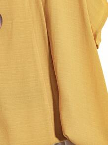 SHEIN Áo sơ mi cài nút tay ngắn thường ngày cỡ lớn cho nữ mùa hè - Màu vàng - Xem 4