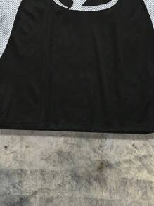 AXEPEAK 男士宽松针织镂空短袖圆领T恤，夏季 - 黑色 - 查看 6