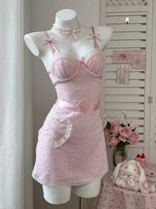 SHEIN 3件套可爱蕾丝拼接内衣套装（带钢圈） - 彩色 - 查看 6