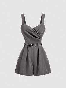 SHEIN MOD Gray Bowknot Romper For Summer - Grey - View 1