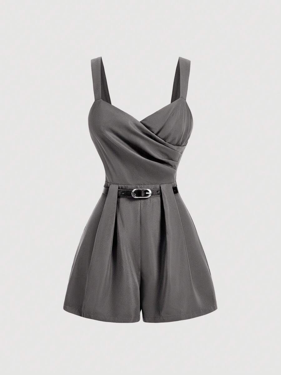 SHEIN MOD Gray Bowknot Romper For Summer - Grey - View 1