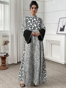 Al Najma 女士阿拉伯风格夏装，时尚、端庄 - 黑與白 - 查看 4