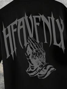 Manfinity Unisex Men's Round Neck Short Sleeve Letter Print Simple Casual T-Shirt, Summer, Streetwear Friendly, Emo, 2000s Style, Couple Things