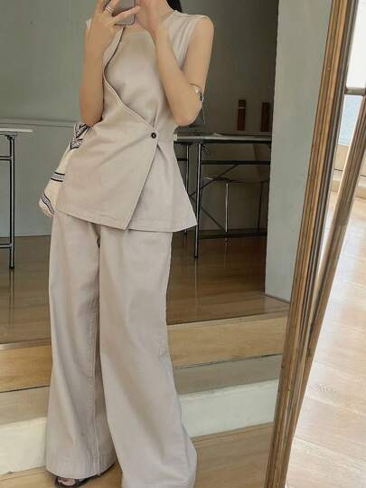 DAZY 夏季新款宽松休闲复古女式牛仔两件套，返校服