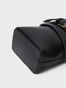 SHECARRY Túi xách nữ da PU cổ điển mùa thu đông đi học đi làm đi chơi sang trọng xu hướng túi xách tay tinh tế - màu đen - Xem 4