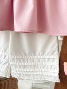 Elegantes & süßes 3D Blumen Ärmellos Rüschen Top & Lässig Hosen Set für Kleine Mädchen