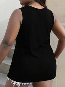 Maweii Áo nữ cỡ lớn mùa hè phong cách thường ngày, họa tiết cờ Mỹ, kiểu dáng đường phố. - màu đen - Xem 2