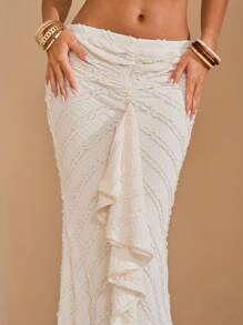 SHEIN BAE Women Two Pieces All White Party Outfits For Daily Wear - Apricot - View 7