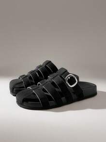 Solecia 女士时尚棕色露趾人字拖休闲系带平底凉鞋，舒适春夏季