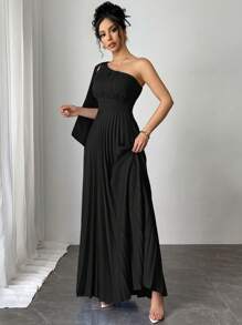 Firerie 新款百搭褶皱无袖连衣裙，女士度假装，度假装，太阳裙，女士夏季正式黑色连衣裙 - 黑色 - 查看 3