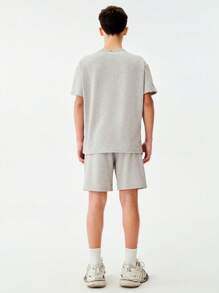 SHEIN Teen Boys Star Print T-Shirt & Shorts Set For Summer