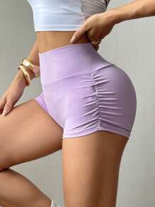 SHEIN EZwear 女士休闲浅紫色短款紧身裤，夏季