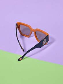 SCOOBY-DOO X SHEIN Lunettes de mode surdimensionnées avec design graphique de dessin animé et de lettre en couleur - Jaune moutarde - Voir 4