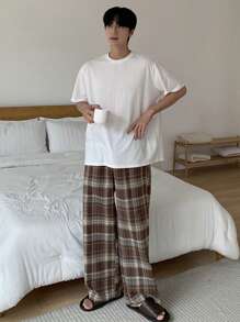 DAZY Plaid Lounge Pants, Summer - Brown - View 6