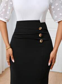 Lyxana Commuter Simple Solid Color Pencil Skirts For Women, Fashionable For Summer