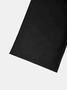 1 pezzo Pantaloni alla caviglia larghi con stampa floreale grigia, vita elastica, gamba dritta, adatti per ragazze adolescenti, autunno/inverno, vacanze, estate, viaggio