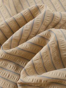 SHEIN LUNE Plus Size Women Striped Self-Tie Waist Wide Leg Casual Pants,Business Casual Woman - Coffee Brown - View 6