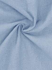 SHEIN Leap Crew Tween Girl Loose Casual Round Neck Ruffle Hem Heart Embroidery Dress - Baby Blue - View 6