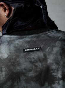 NEON BLANC Men's Vintage Streetwear Style Knit Crew Neck Short Sleeve T-Shirt With Rhinestone Letter Print, Suitable For Summer - Black - View 5