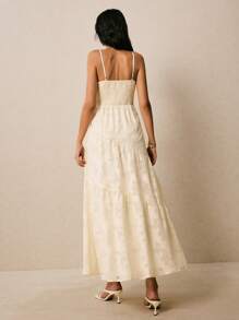 Poéselle Damen extra langes ärmelloses Kleid, modisch für den Sommer - Aprikosenfarben - Übersicht 2