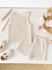 Cozy Pixies Conjunto de 2 piezas para bebé niña: Top con tirantes con estampado de fresa y shorts de cintura elástica