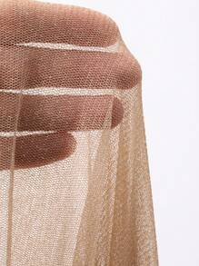 FRIFUL Blusa holgada de malla transparente con cuello redondo, prenda de capa para primavera/verano para mujeres