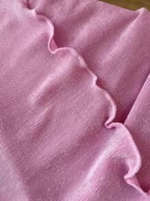 Elamini Saia Circularcodável de Cor Sólida com Detalhe de Cintura V Pregueada, da Moda para o Verão