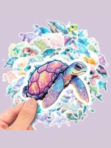 50 piezas Paquete de pegatinas de vinilo impermeables con diseño de tortuga marina, para usar en botellas de agua, tazas de automóvil, computadoras, guitarras, monopatines, maletas, bicicletas, motocicletas, esquís, vasos, pegatinas de tortuga, taza de tortuga, tortugas, pegatinas de pared con motivo marino, pegatinas de tortuga marina