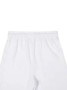 PAVTROS 男士夏季短裤，直筒宽松 5 英寸，字母印花，街头时尚休闲嘻哈风格 - 白色 - 查看 6