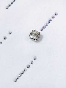 Resyla Áo thun cổ tròn tay ngắn thông thường dành cho nữ đính hạt lấp lánh và đá giả - trắng - Xem 3