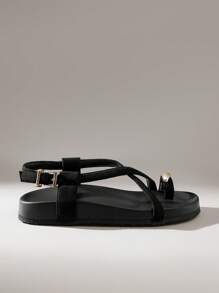 Solecia 女士时尚棕色露趾休闲系带平底凉鞋，春夏季舒适穿着