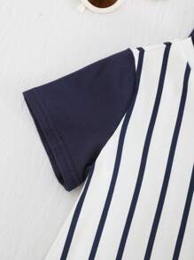 Cozy Pixies 2pcs Baby Boy "Baby Boy" Letter Pattern Knit Soft Raglan Short Sleeve Cardigan And Solid Color Elastic Waist Shorts Set - Blue - View 4