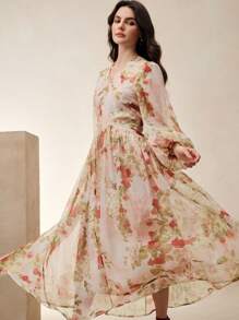 Anewsta Váy dài tay Aline ngày lễ & lễ hội, trang phục nữ tay dài thanh lịch, xuân/hè - Hồng - Xem 4