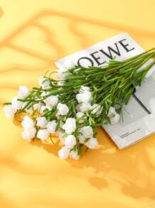 3 件装玫瑰仿真花人造花家居装饰，假植物，假玫瑰，带茎泡沫玫瑰，适用于婚礼 DIY 花束桌面装饰派对新娘送礼家居装饰，秋季装饰，房间，书桌，花园装饰，房间装饰用品（白色）圣诞节节日礼物 - 白色 - 查看 6