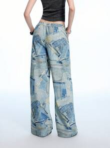 LYSMO 女士牛仔长裤，夏季时尚 - 藍色 - 查看 2