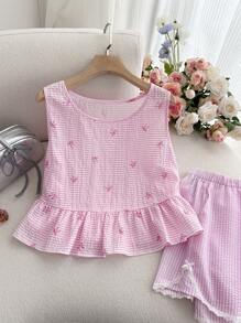 SHEIN Privé 大码女式夏季度假罩衫上衣 - 粉色 - 查看 1