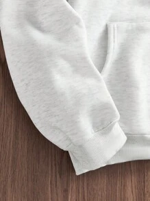 Manfinity Unisex 男士休闲针织宽松长袖连帽衫，秋冬 - 淺灰色 - 查看 3