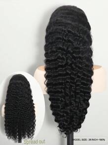 ALL READY WIG Drawstring Wigcap Fit All Head Size Glueless 13x6 Deep Wave Wigs Human Hair Pre Plucked Transparent Lace Bleached Knots Wigs 180% Density Human Wigs With Baby Hair For Women - Natural Black - View 2