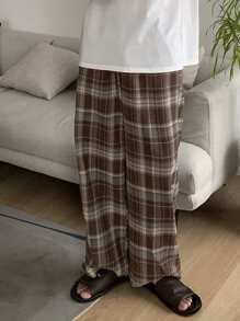 DAZY Plaid Lounge Pants, Summer - Brown - View 3