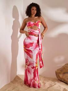 Opulessa Camisola de malha com estampa slim fit para mulheres - Rosa - Ver 2