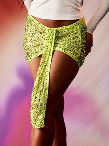 MISSGUIDED 节日海滩罩衫裹身迷你裙亮片泳衣，带垂坠细节，适合泳池派对沙滩装夏季系列新品