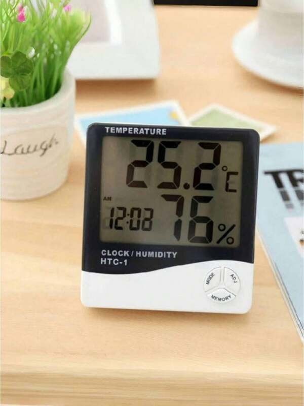 SHEIN 1pc White Digital Hygrometer Indoor Thermometer Humidity Meter Room Thermometer With Accurate Temperature Humidity Monitor Suitable For Home, Bedroom, Office, Greenhouse, Cellar